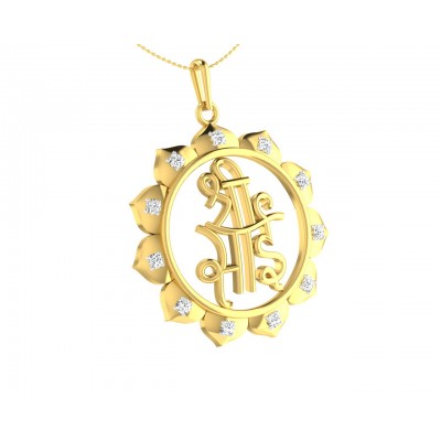 Auspicious Shri Sai Pendant in Gold studded with diamonds